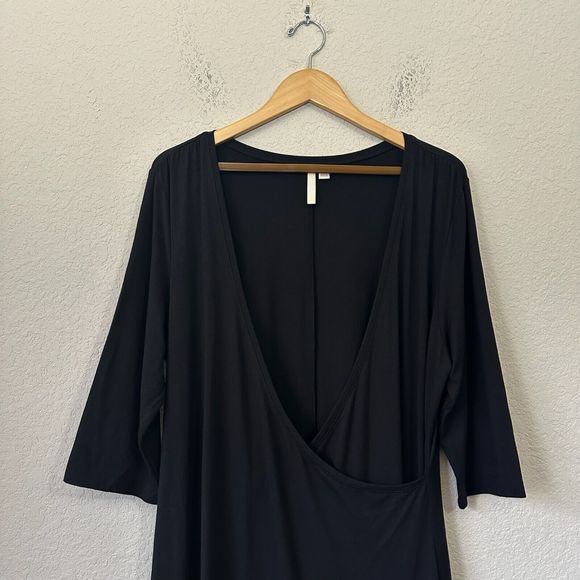 J. JILL PURE JILL Ballet Sleeves V-Neck Faux Wrap Dress in Black - Picture 2 of 10